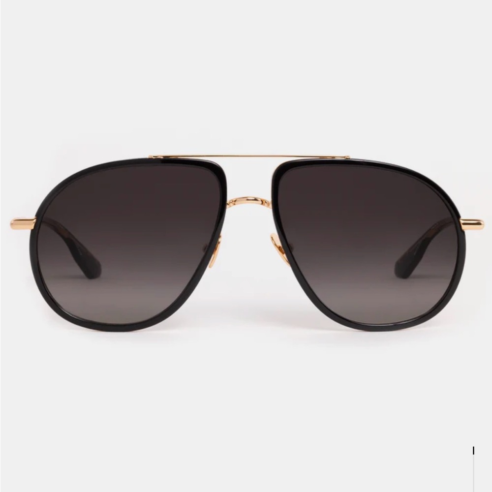 Krewe x Greyson Felix 18k Black + Black Tea  Unisex Aviator Sunglasses